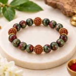 Dragon Blood Jasper Bracelet With 5 Mukhi Rudraksha Beads