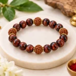 Mahogany Obsidian Bracelet With 5 Mukhi Rudraksha Beads
