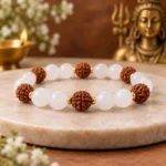 White Hakik Bracelet With 5 Mukhi Rudraksha Beads